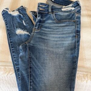 Women's Distressed Skinny Jeans - Blue